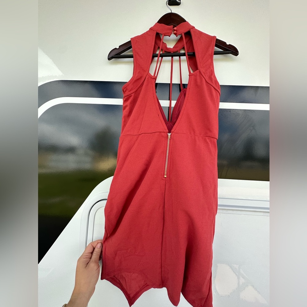 NWT Rust Dress with Cutout Chest, Size Medium - Picture 4 of 5
